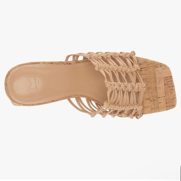 Marc Fisher NWT light Natural Cólica block Cork Heel braided Sandal. - Picture 3 of 10